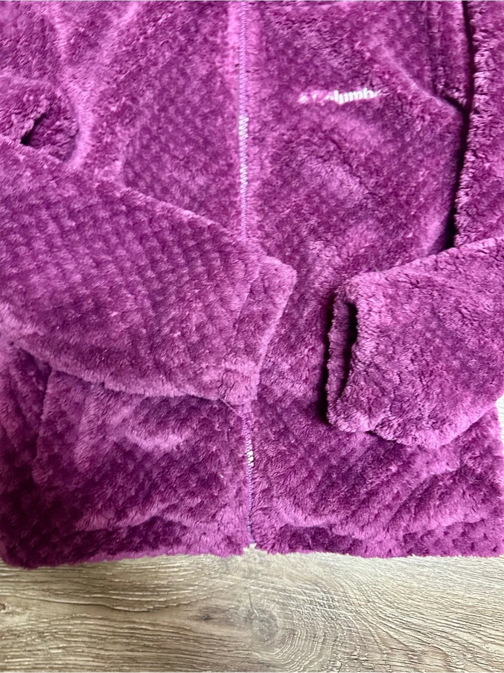 Columbia XS 6 Kids' Plush Fleece Jacket - Purple - Picture 3 of 7